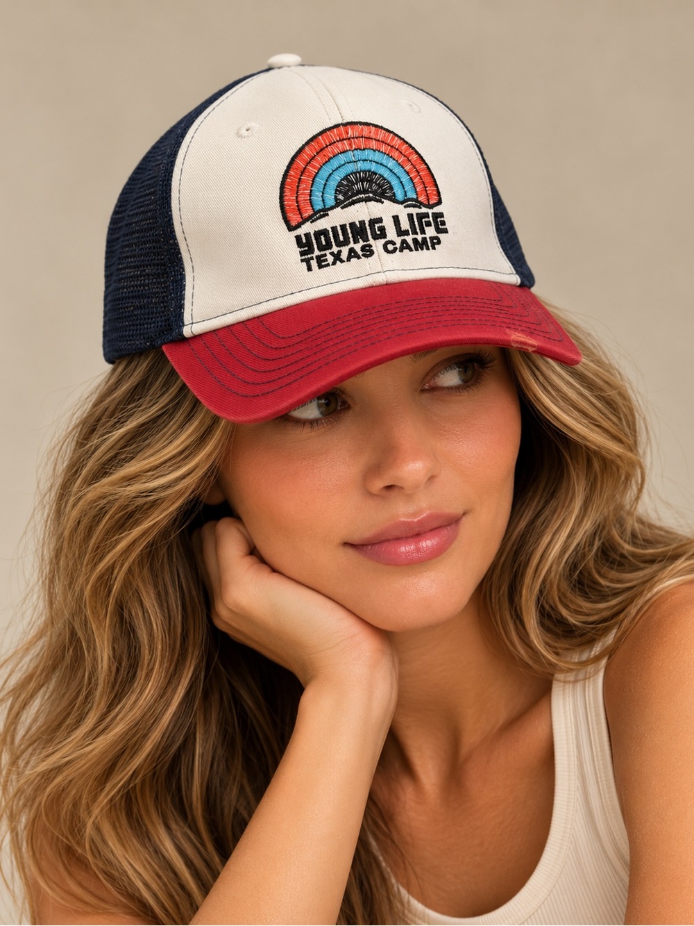 Young Life Texas Camp Rainbow Trucker Hat